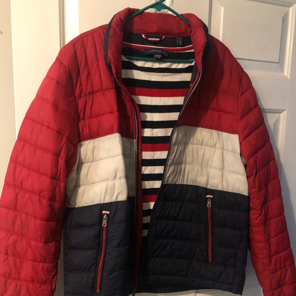 Tommy Hilfiger Red, White, and Navy Kids Puffer Jacket